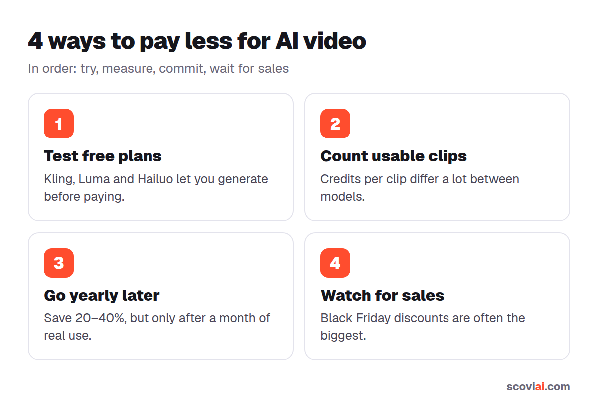 Four ways to pay less for AI video generators